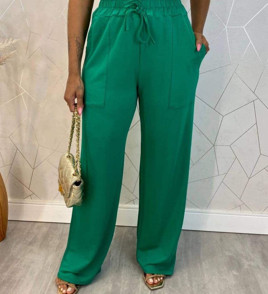 Conjunto Moletinho Calça e Cropped Isis Verde - Fernanda Ramos Store