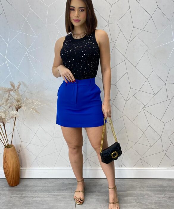 Cropped Alongado Modal com Aplicações Mari Preto - Fernanda Ramos Store