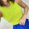 Cropped Alongado Modal com Aplicações Mari Verde Lima - Fernanda Ramos Store