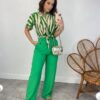 Cropped Feminino Alongado com Amarração Estampado Verde - Fernanda Ramos Store