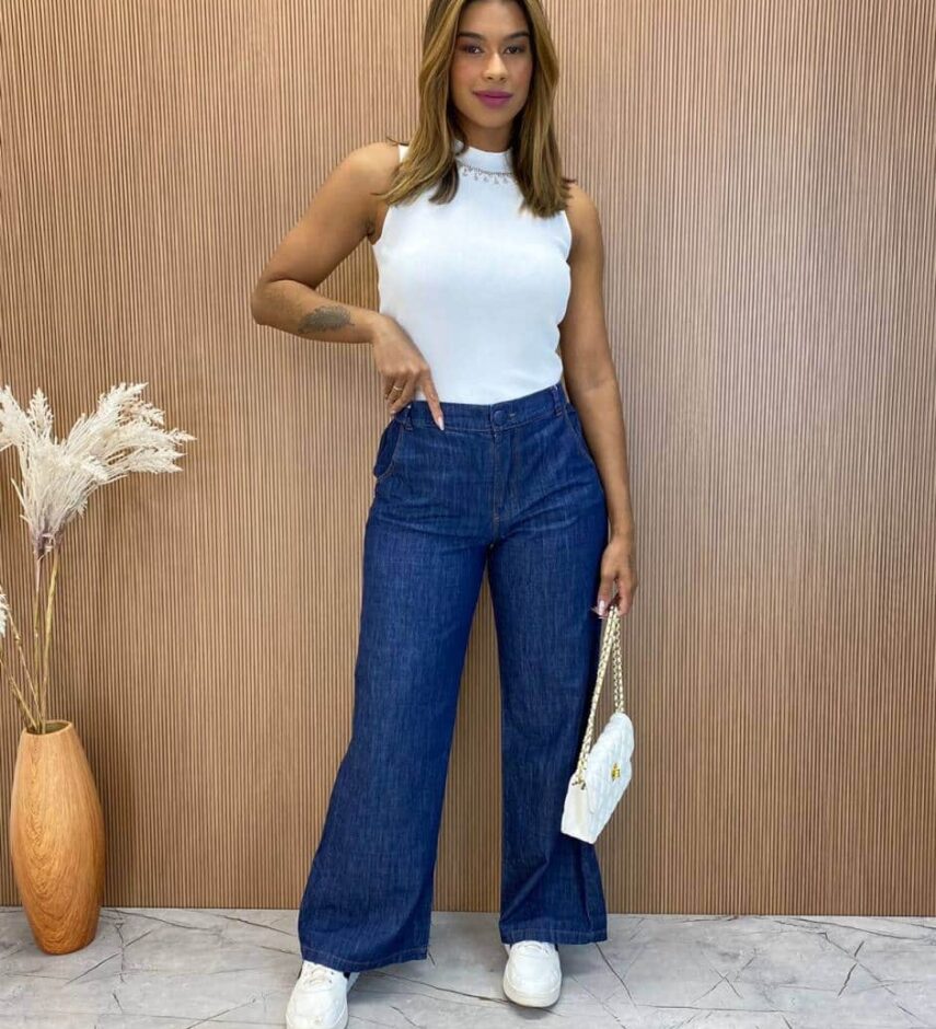 Cropped Feminino Canelado Ayla com Aplicações Branco - Fernanda Ramos Store
