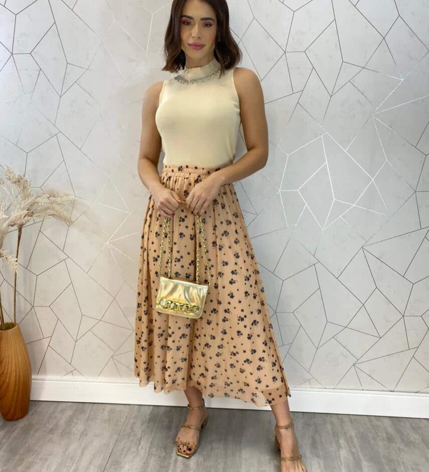 Cropped Feminino Canelado Ayla com Aplicações Cru - Fernanda Ramos Store