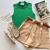 Cropped Feminino Canelado Detalhe em Aplicações Verde - Fernanda Ramos Store