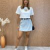 Cropped Feminino Coração Vazado com Aplicações Branco - Fernanda Ramos Store