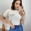 Cropped Feminino Eloá com Pedrarias e Aplicações Branco - Fernanda Ramos Store