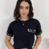 Cropped Feminino Eloá com Pedrarias e Aplicações Preto - Fernanda Ramos Store