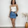 Cropped Feminino Modal Tomara que Caia com Aplicações Branco - Fernanda Ramos Store