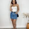 Cropped Feminino Modal Tomara que Caia com Aplicações Branco - Fernanda Ramos Store