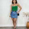 Cropped Feminino Modal Tomara que Caia com Aplicações Verde - Fernanda Ramos Store