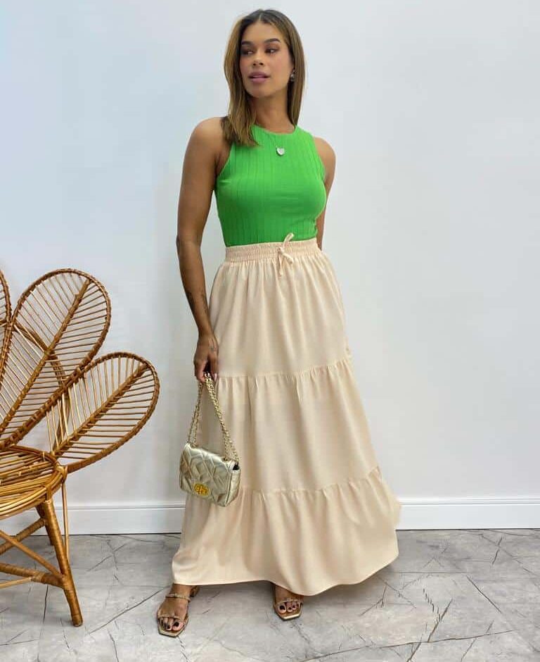 Cropped Feminino sem Bojo Canelado Nina Verde Bandeira - Fernanda Ramos Store