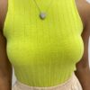 Cropped Feminino sem Bojo Canelado Nina Verde Lima - Fernanda Ramos Store