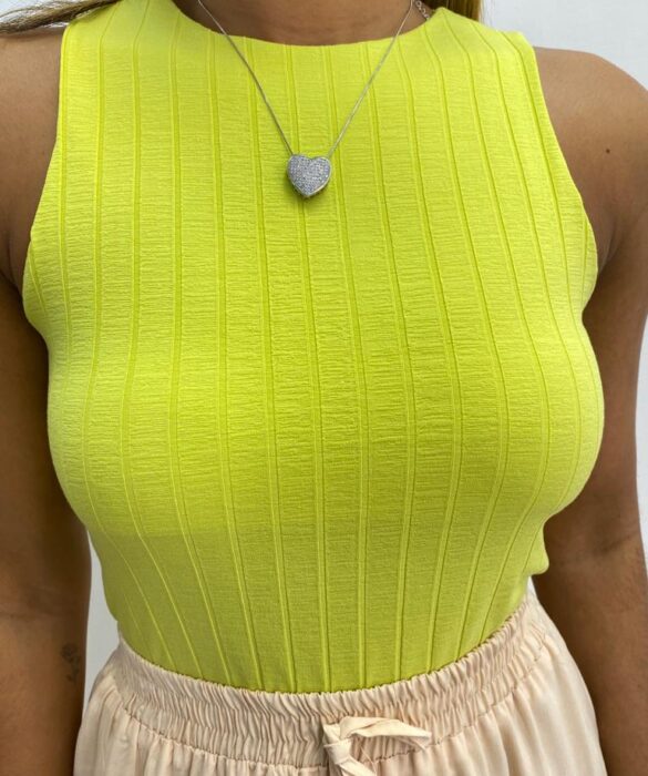 Cropped Feminino sem Bojo Canelado Nina Verde Lima - Fernanda Ramos Store