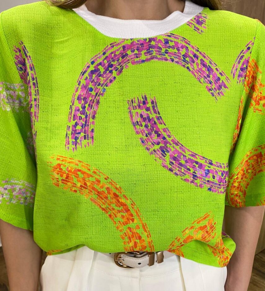 Cropped Feminino sem Bojo Luisa Estampado Verde - Fernanda Ramos Store