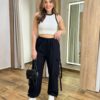 Cropped Feminino sem Bojo Maya Detalhes Preto Off White - Fernanda Ramos Store