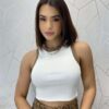 Cropped Feminino sem Bojo Maya Detalhes Terra Off White - Fernanda Ramos Store