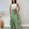 Cropped Feminino sem Bojo Maya Detalhes Verde Off White - Fernanda Ramos Store