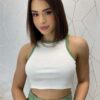 Cropped Feminino sem Bojo Maya Detalhes Verde Off White - Fernanda Ramos Store