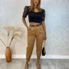 Cropped Feminino sem Bojo Tule com Guipir Preto - Fernanda Ramos Store