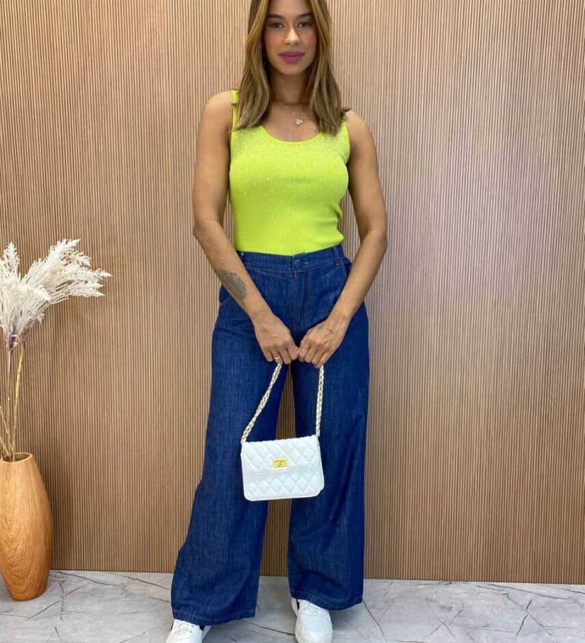 Regata Feminina Modal Julia com Aplicações Verde - Fernanda Ramos Store