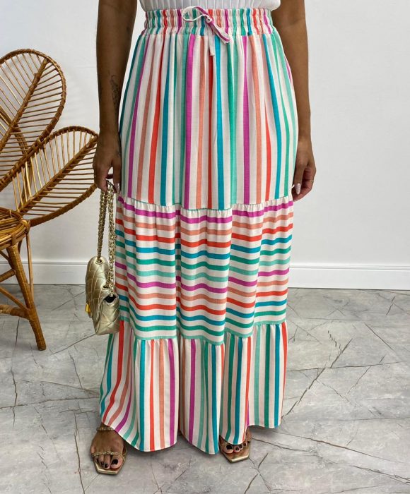Saia longa listrada colorida new arrivals