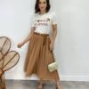 Saia Midi Feminina Eduarda de Tule Bege - Fernanda Ramos Store