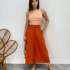 Saia Midi Feminina Viscolinho com Botões Laranja - Fernanda Ramos Store