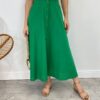 Saia Midi Feminina Viscolinho com Botões Verde - Fernanda Ramos Store