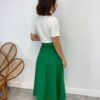 Saia Midi Feminina Viscolinho com Botões Verde - Fernanda Ramos Store