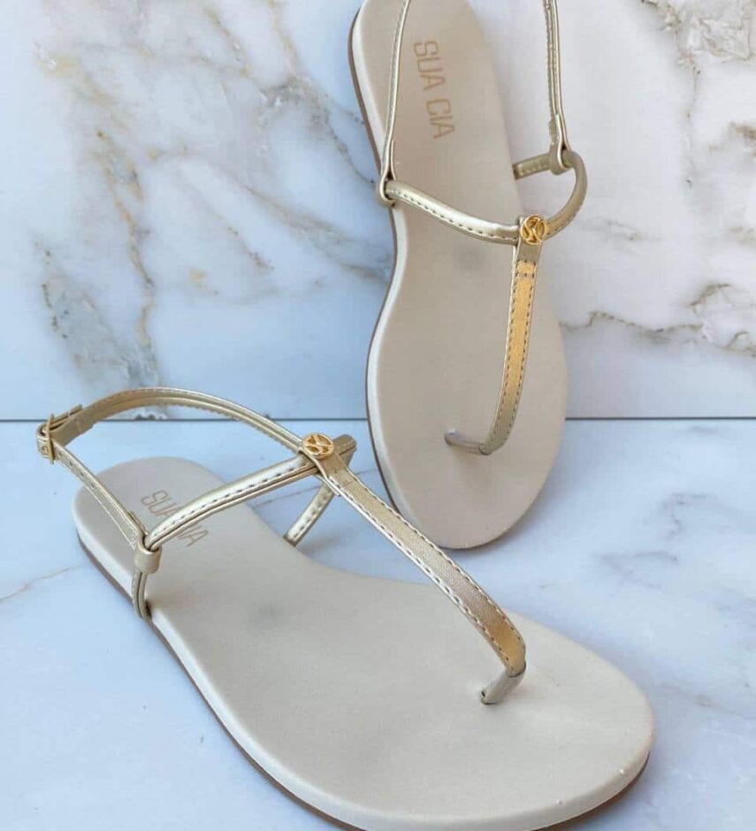Sandália Rasteira Feminina Helena Off White - Fernanda Ramos Store