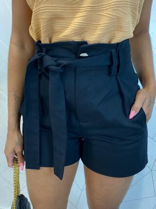 Short Feminino Jéssica com Amarração Preto - Fernanda Ramos Store