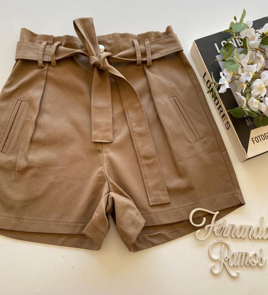Short Feminino Jéssica com Amarração Terra - Fernanda Ramos Store