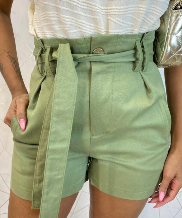 Short Feminino Jéssica com Amarração Verde - Fernanda Ramos Store