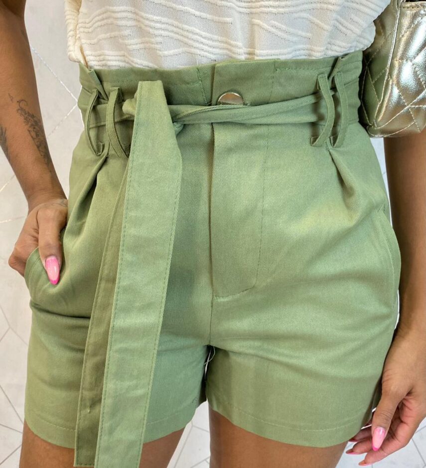 Short Feminino Jéssica com Amarração Verde - Fernanda Ramos Store
