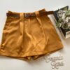 Short Saia Feminino Alfaiataria Luna com Cinto Caramelo - Fernanda Ramos Store