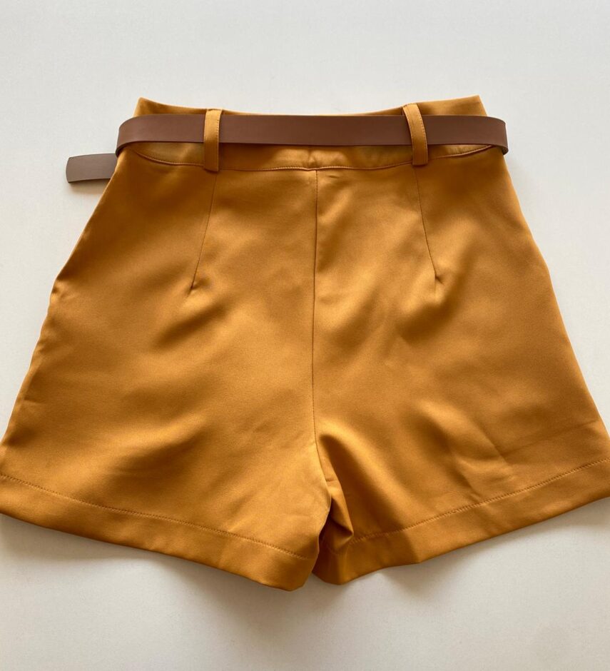Short Saia Feminino Alfaiataria Luna com Cinto Caramelo - Fernanda Ramos Store