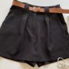 Short Saia Feminino Alfaiataria Luna com Cinto Preto - Fernanda Ramos Store