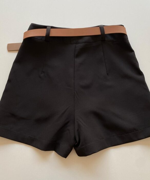 Short Saia Feminino Alfaiataria Luna com Cinto Preto - Fernanda Ramos Store