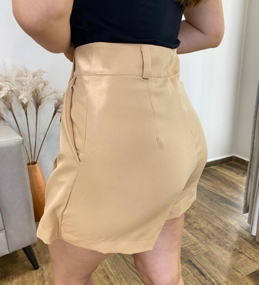 Short Saia Feminino Alfaiataria Maitê Bege - Fernanda Ramos Store