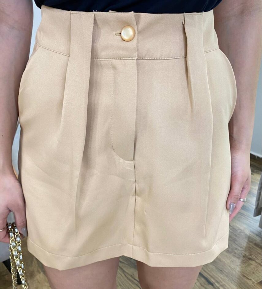 Short Saia Feminino Alfaiataria Maitê Bege - Fernanda Ramos Store