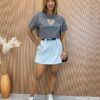 Short Saia Feminino Alfaiataria Maitê Cinza - Fernanda Ramos Store