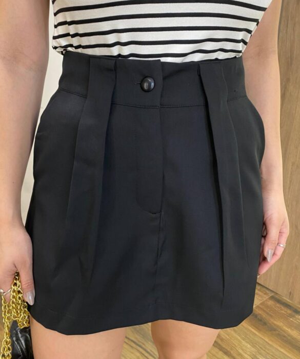 Short Saia Feminino Alfaiataria Maitê Preto - Fernanda Ramos Store