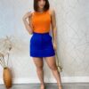 Short Saia Feminino Alfaiataria Sarah Azul Bic - Fernanda Ramos Store