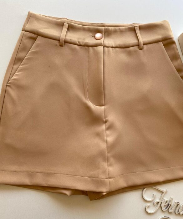 Short Saia Feminino Alfaiataria Sarah Bege - Fernanda Ramos Store