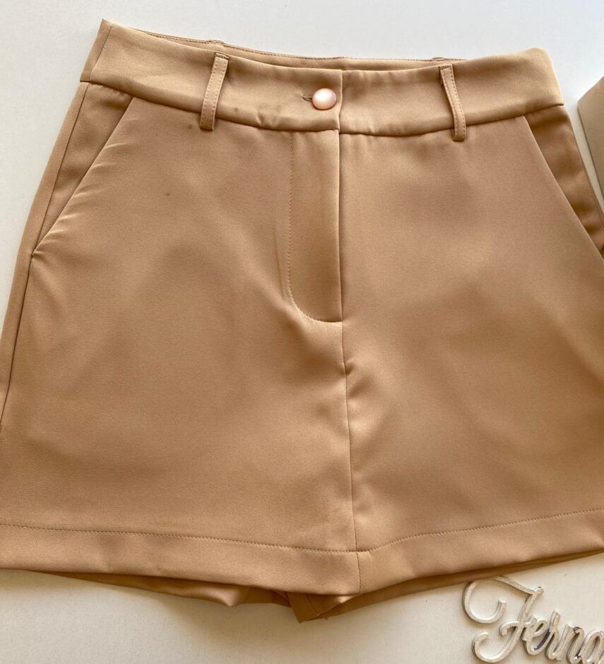 Short Saia Feminino Alfaiataria Sarah Bege - Fernanda Ramos Store