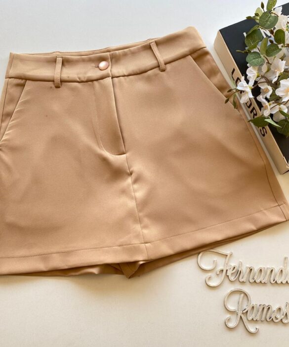 Short Saia Feminino Alfaiataria Sarah Bege - Fernanda Ramos Store