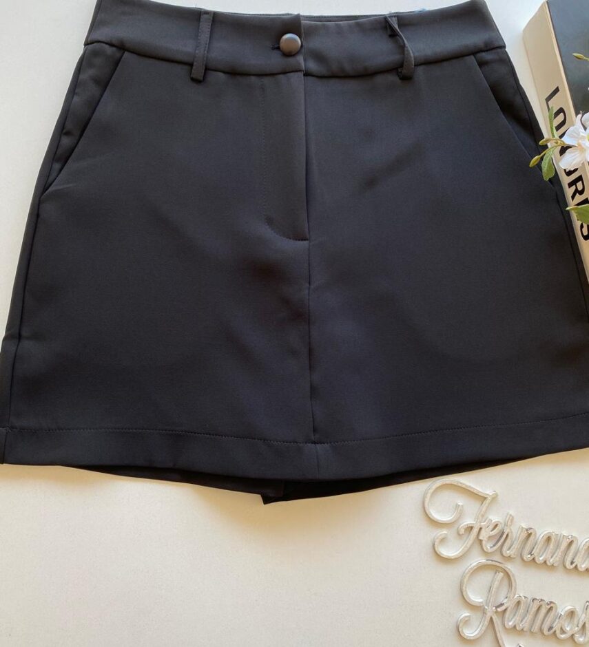 Short Saia Feminino Alfaiataria Sarah Preto - Fernanda Ramos Store