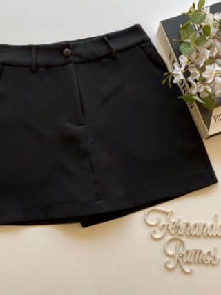 Short Saia Feminino Alfaiataria Sarah Preto - Fernanda Ramos Store