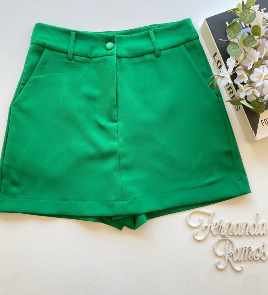 Short Saia Feminino Alfaiataria Sarah Verde - Fernanda Ramos Store