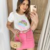 T-shirt Manga Curta Estampa Camellia Off White - Fernanda Ramos Store