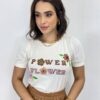 T-shirt Manga Curta Power Flower Branca - Fernanda Ramos Store